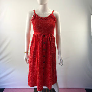 Polka Dot Button Down Knee Length Wrap Shift Dress